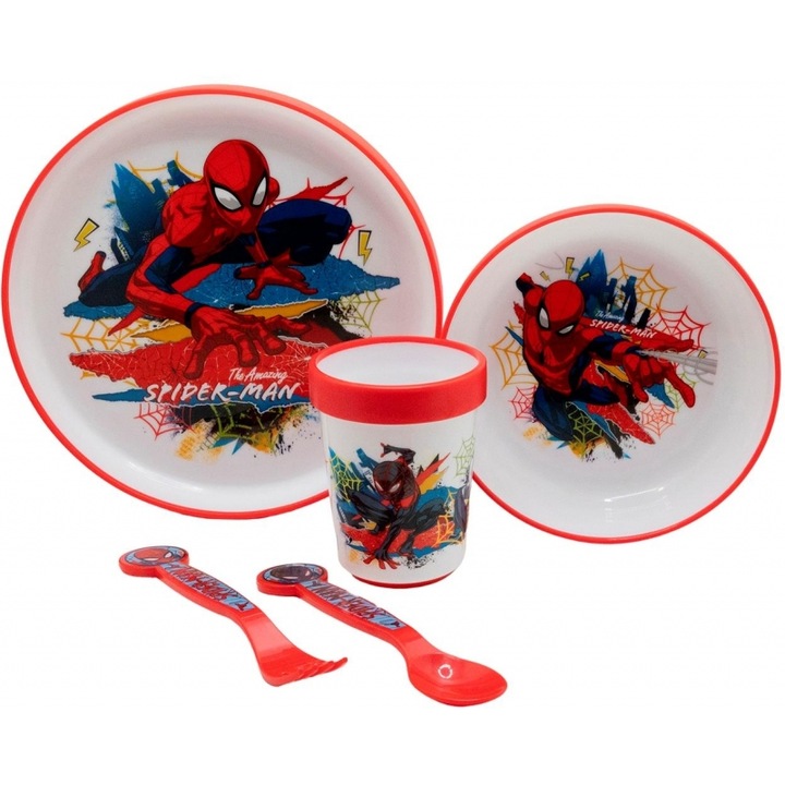 Set hranire copii, Stor, model Spiderman, 260ml