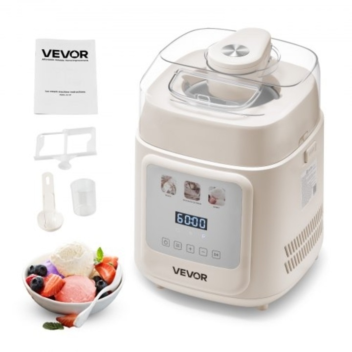 Aparat de preparat desert VEVOR, Automatos Pagotomechane, 1 Quart, cu functie de incorporare, culoare alba.