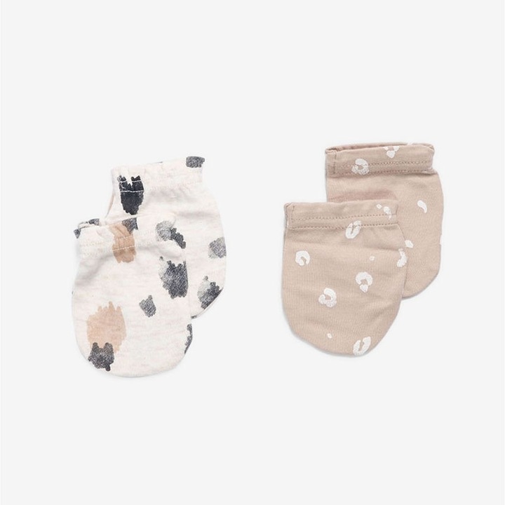 Manusi copii, Minene, cu imprimeu, crem/alb