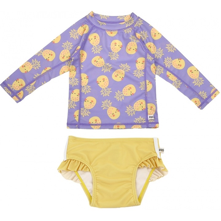 Set Costum de Baie UV si Bluza Zoocchini, Mov, pentru Fete