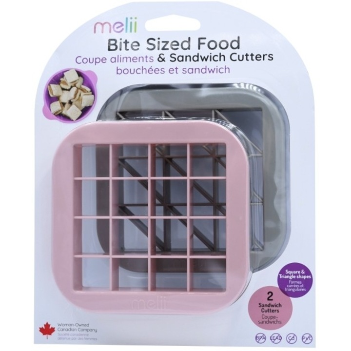 Forme de decupat pentru sandvisuri, set 6 bucati roz si gri, Melii, pentru bebe