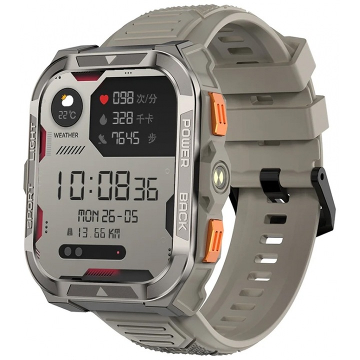 Ceas inteligent BLACKVIEW W80PRO-KH, multitasking, culoare kaki