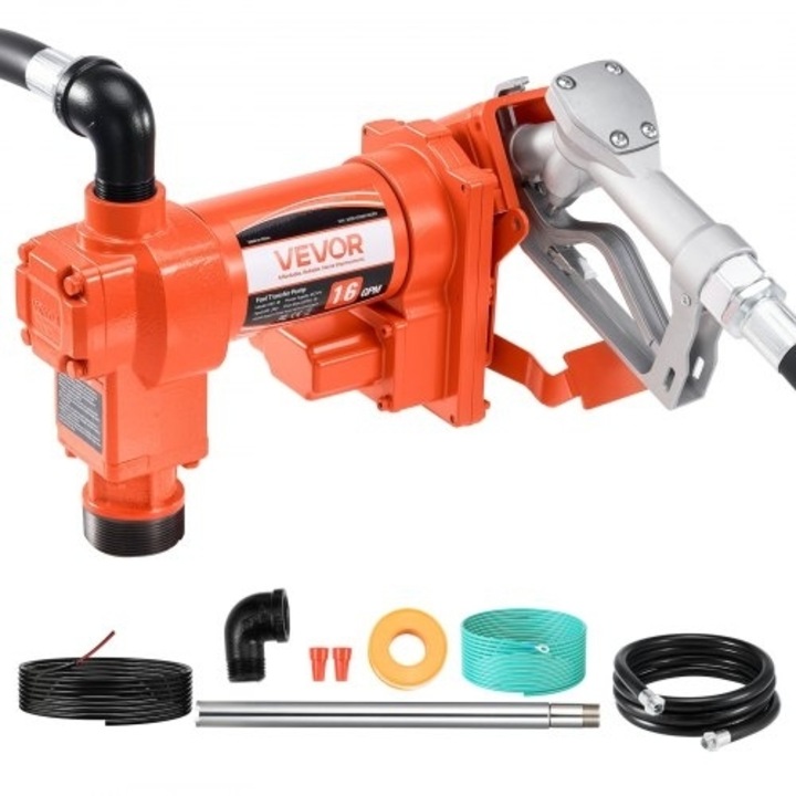 Pompa de transfer VEVOR, 61L/min, 1/4 HP, 12 V DC, pentru benzina si motorina