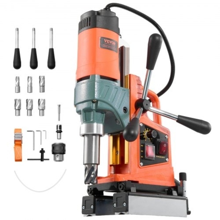 Masina de gaurit VEVOR Magnetiko Drapano 1400 W 0-850 RPM cu 6 coroane