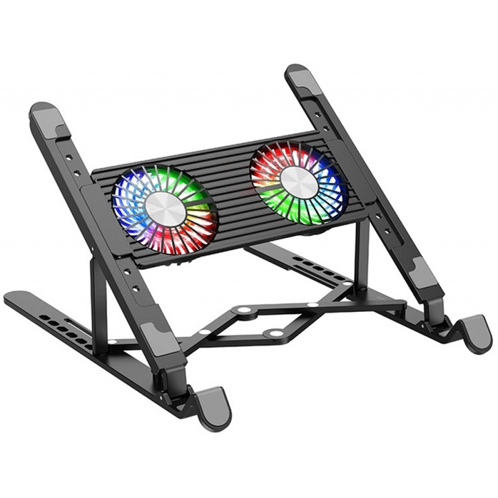 Racitor laptop Hoco DH17, iluminare, 2 ventilatoare, pentru laptopuri pana la 17.3"