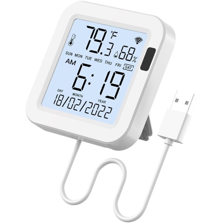 Termometru Higrometru WSS-FL-TH16-WH, alb