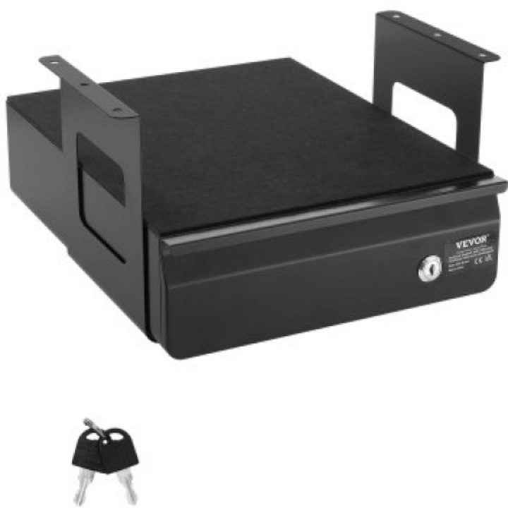 Sertar cu cheie pentru birou VEVOR 33 cm, pentru birou si acasa, negru