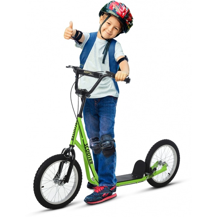 HOMCOM roller, zöld, 139x58x90-96cm, 5 éves kortól gyerekeknek