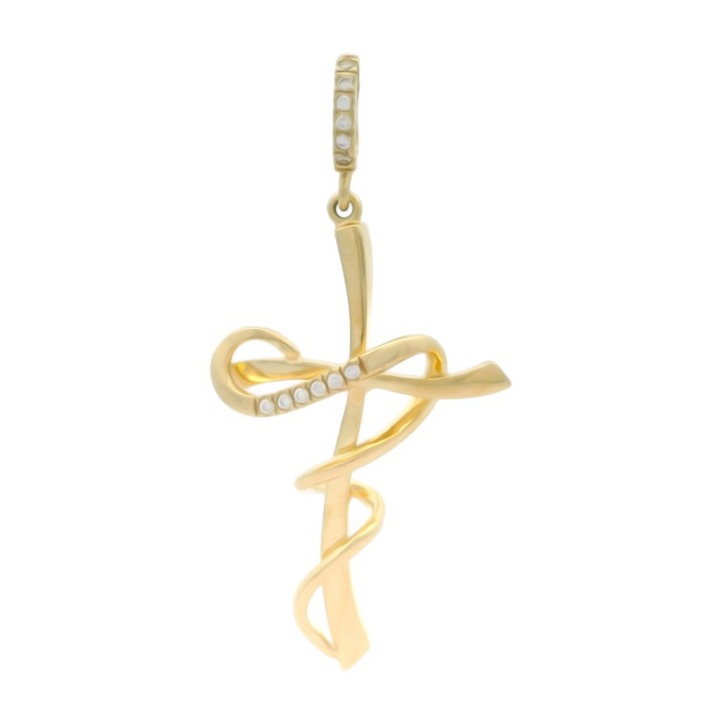 Pandantiv cruce Aur 14K Antonia Gold, zirconia, 42mm, 2.23g