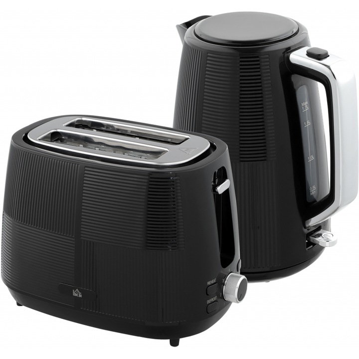 Fierbator electric, 1,7 l, 2200 W, 5 temperaturi, negru, transparent