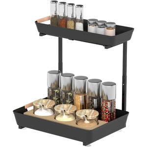 Raft organizator bucatarie HOMCOM Raphi, set cu 2 cosuri, dimensiuni 40x30x33,5-42 cm