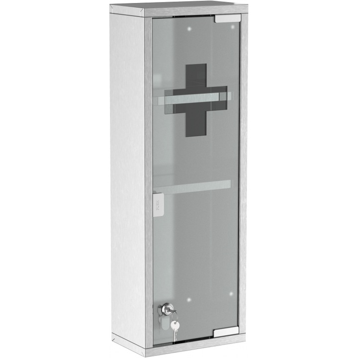 Dulap medical Kleankin, inox, usa din sticla, 20x12x58cm