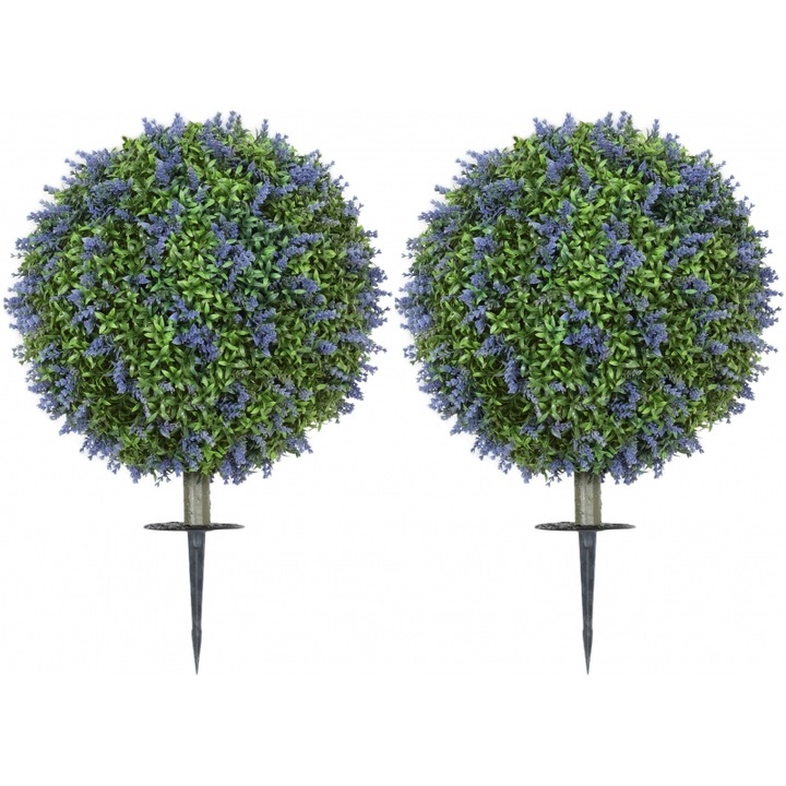 Set 2 plante artificiale HOMCOM, multicolor, tehnologie UV