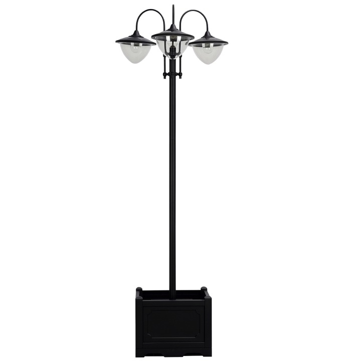 Lampa solara Outsunny Eliakos, 189 cm, IP44, pentru decorare balcon, culoare neagra