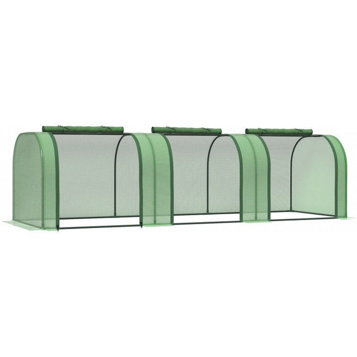 Sera Outsunny Thermokepio, 3 usi, membrana rezistenta, verde, 2,95x1x0,8m