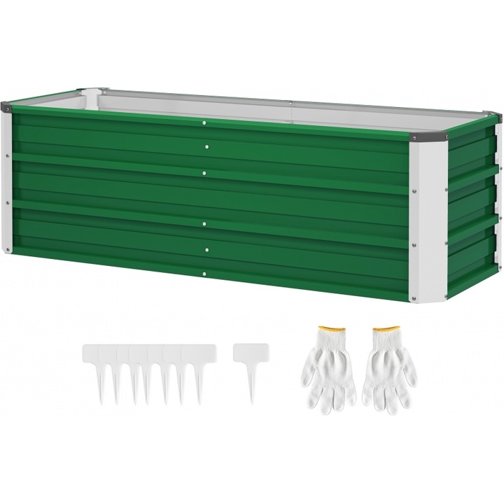 Ghiveci metalic Outsunny, 2 suporturi plante, deschis, 125x47x40cm, verde