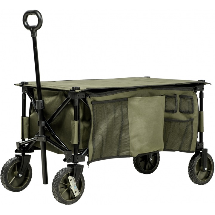 Carucior de transport Outsunny, 5 planuri, 120 kg, 108x55x93cm, verde