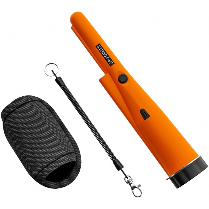 Unelte de masura, detector de metale, portocaliu, cu LED, set pentru adulti
