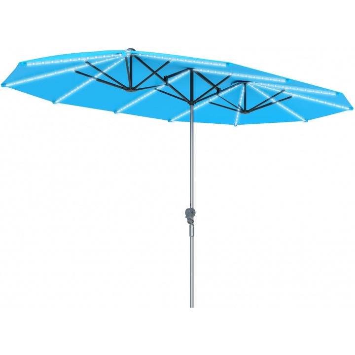 Umbrela de gradina Outsunny, albastra, din aluminiu si poliester, protectie UPF50+