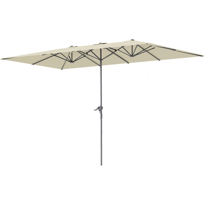 Umbrela de gradina Outsunny, 451x264cm, sistem de manivela, 12 suporturi metalice, crem