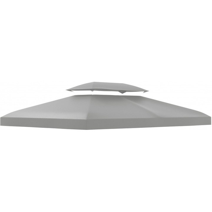 Umbrela de gradina Outsunny 3x4m, cu dubla acoperire, poliester, culoare deschisa