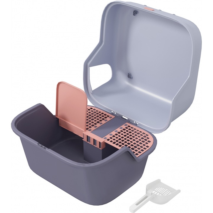 Litiera PawHut, toaleta pentru pisici, cu capac si filtru, usor de curatat, mobila