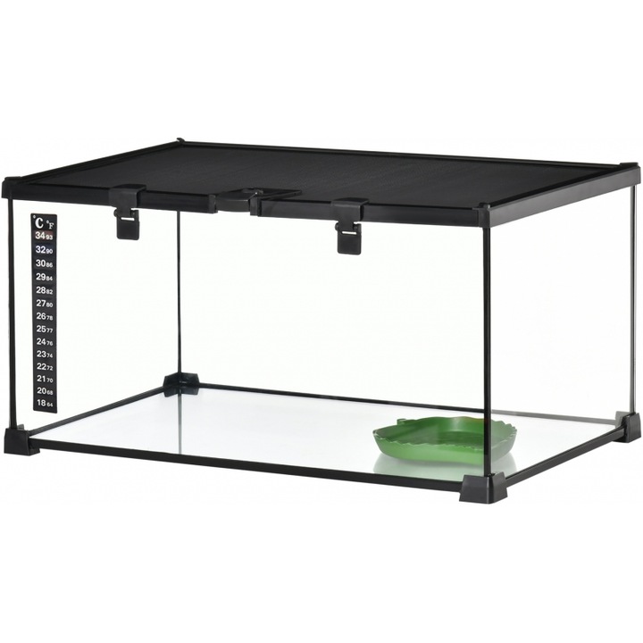 Terariu pentru reptile Pawhut, metal\sticla, negru