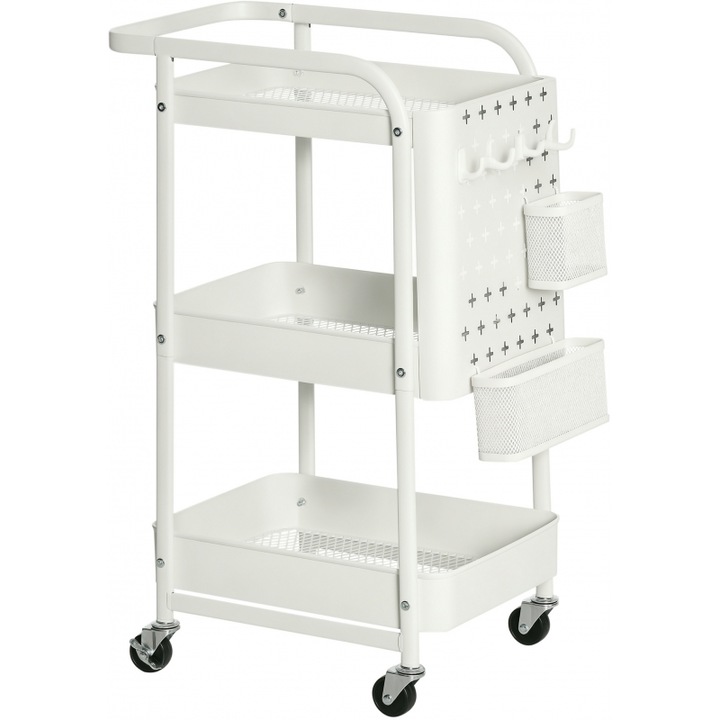 Cos de servire HOMCOM cu panou, 51,5x32x75,6cm, alb