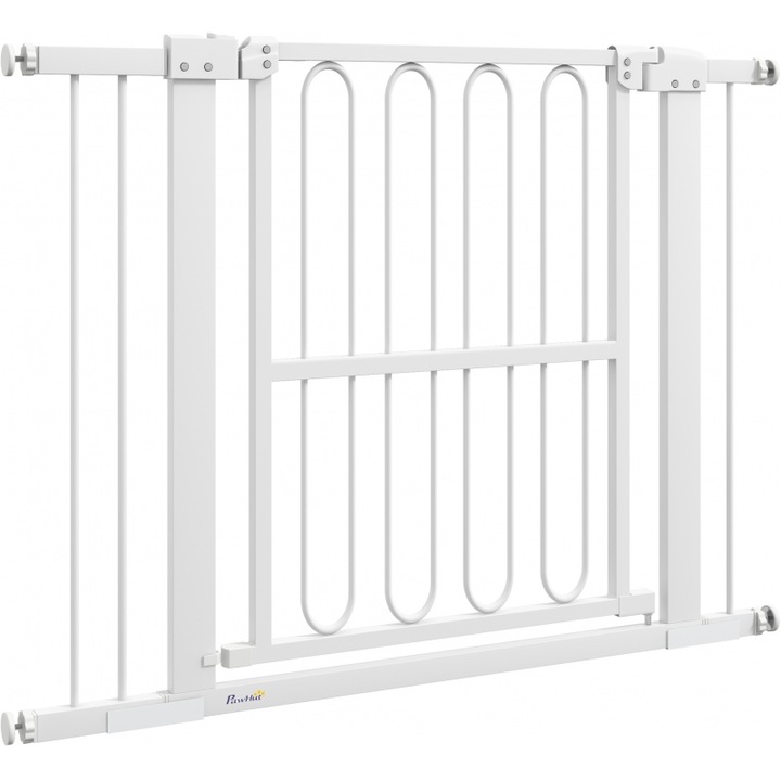 Sistem de siguranta pentru copii PawHut, 76-104 cm, cu prindere fara gaurire, culoare alba