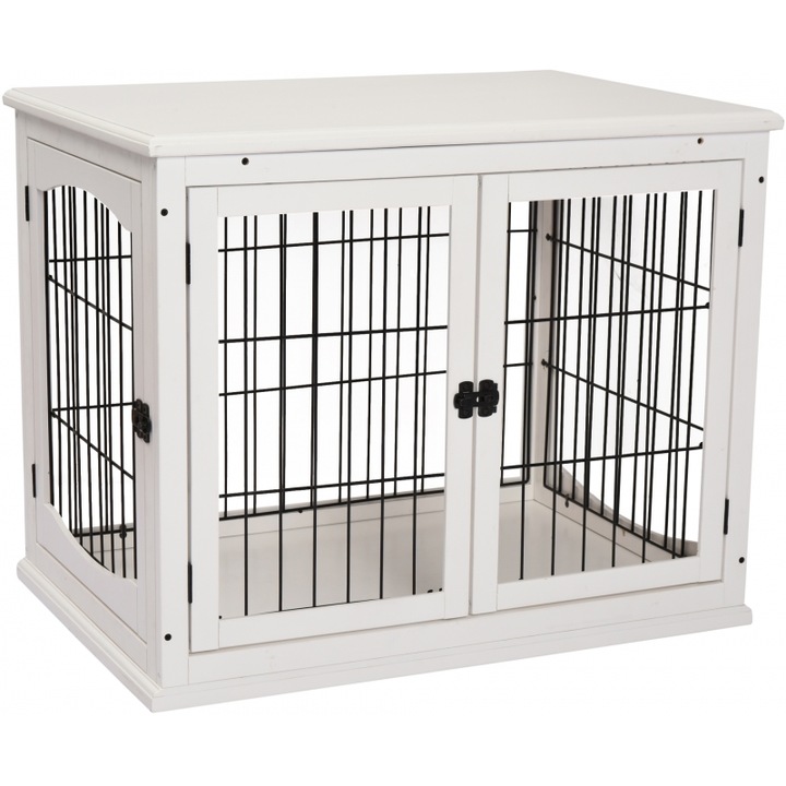 Cusca de transport pentru animale PawHut, MDF, 58,5x81x66cm, Alb