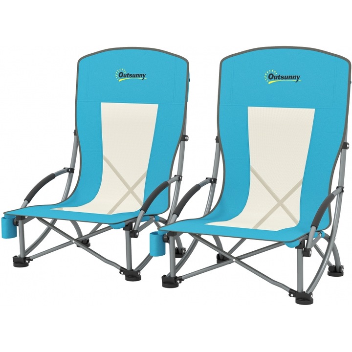 Set 2 scaune camping Outsunny, 120 kg, albastru
