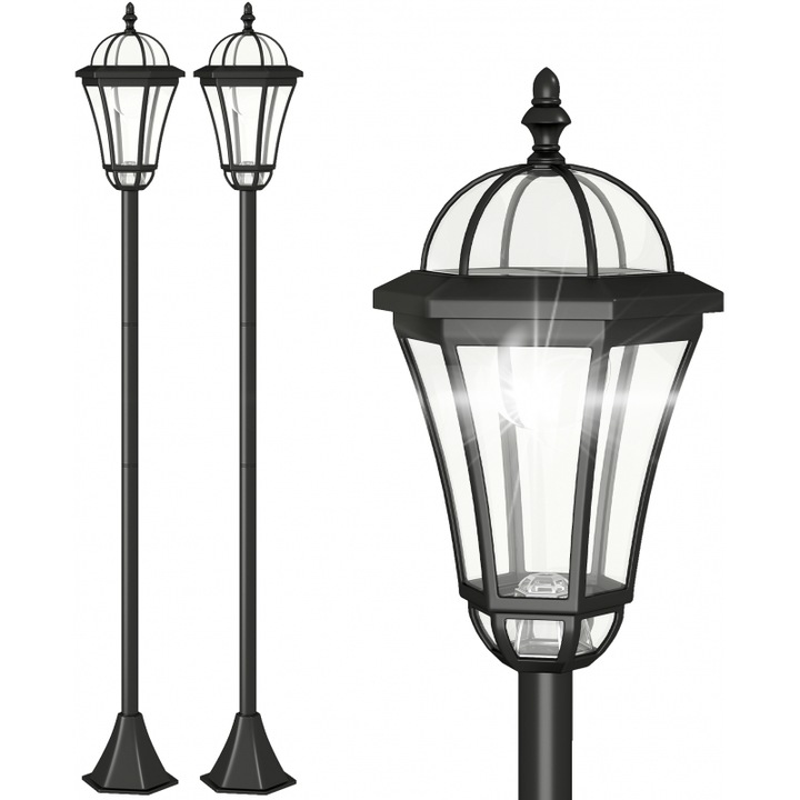Комплект 2 соларни лампи Eliako Phanari, 129xсм, LED, IP44, черен