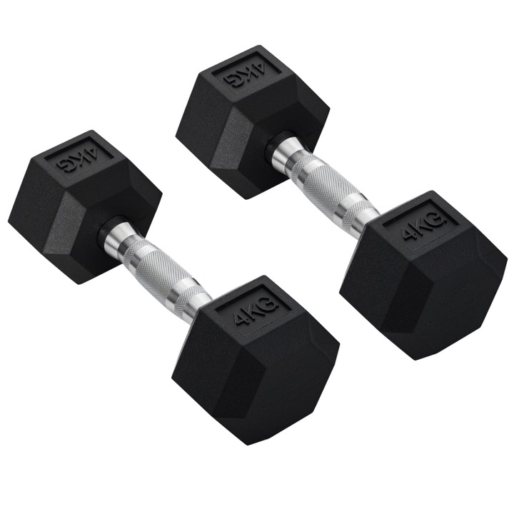 Set Haltere HOMCOM, 2 x 4 kg, pentru barbati si femei, acasa, sala de sport