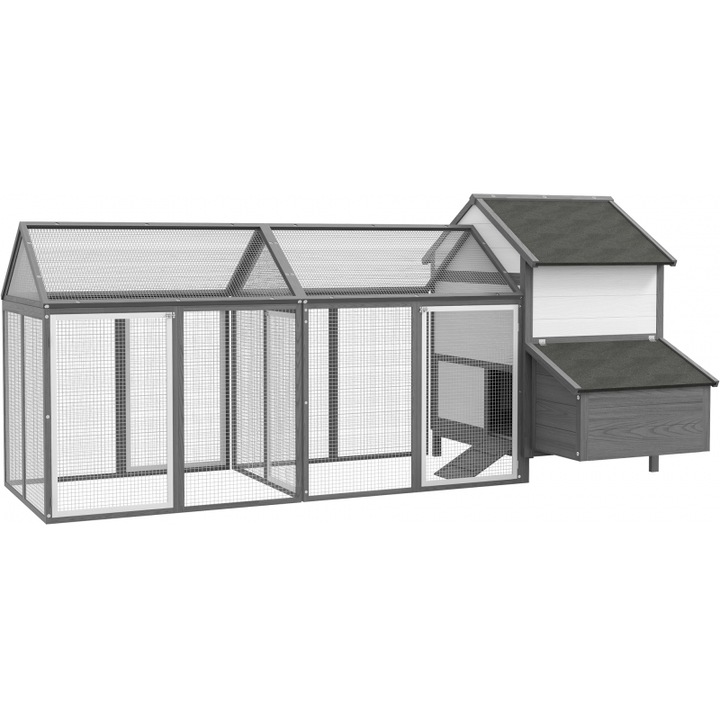 Cusca PawHut Zoon, 2 exterioare, 1 folie, 2 rampe, gri