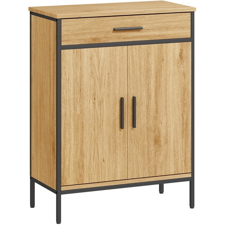 Dulap baie HOMCOM, stil industrial, culoare stejar