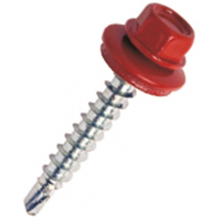 Suruburi cu cap hexagonal rosu, 100 bucati, 6,3x25mm