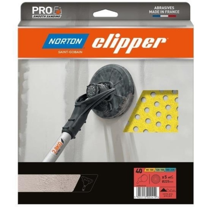 Accesorii polizare si slefuire, NORTON, Gyalocharto velcro 5tem, 225mm, galben