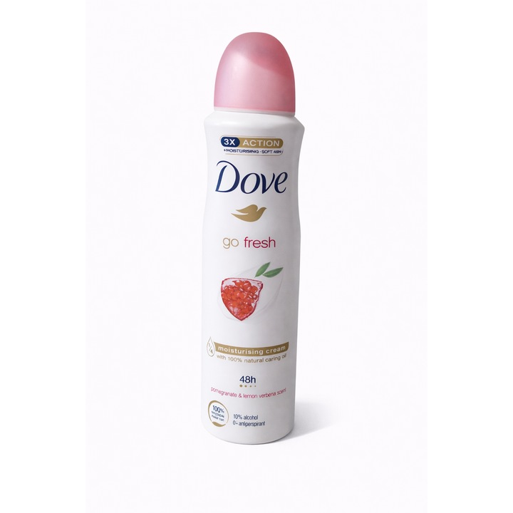 Deodorant spray Dove Go Fresh, rodie și verbină de lămâie, 150 ml, antiperspirant, pentru femei
