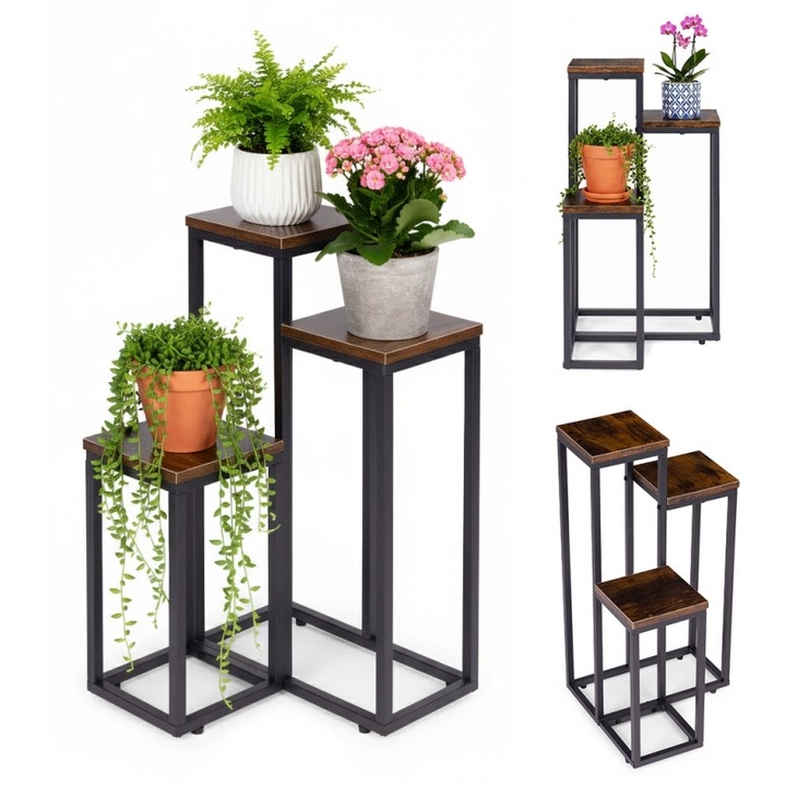 Suport pentru flori Phyton, ModernHome, 3 Raphia, stil Loft