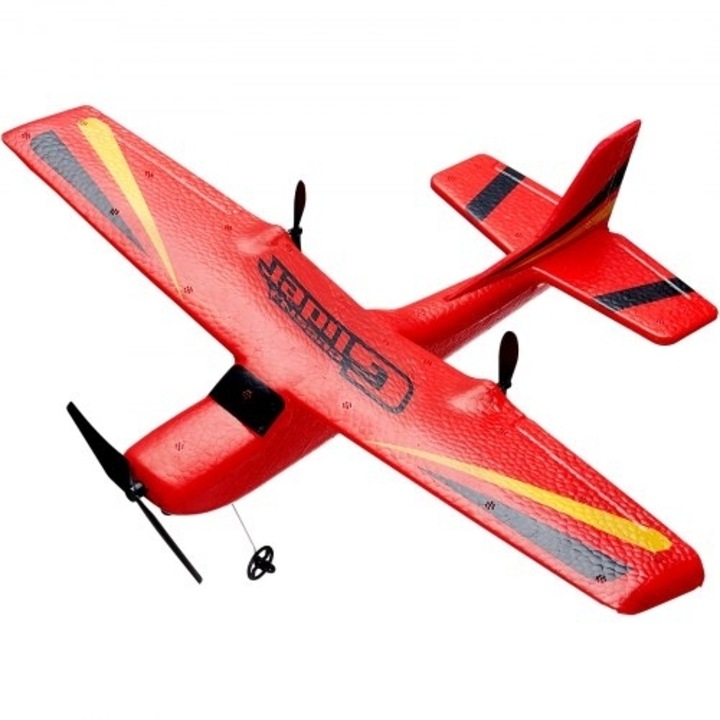 Aeroplan VEVOR RC, 2.4GHz, 2 canale, cu gyroscop, 6 axe, set cu 2 baterii, pentru copii