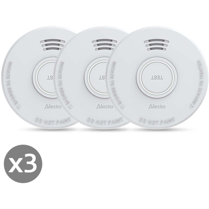 Kit Smart Home ALECTO SD110 X3, detectoare de fum, sirena 85dB, set 3 bucati