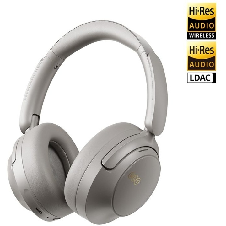 Casti Wireless QCY H3S, gri, Type-C, Bluetooth 6.0, ANC, 102h autonomie