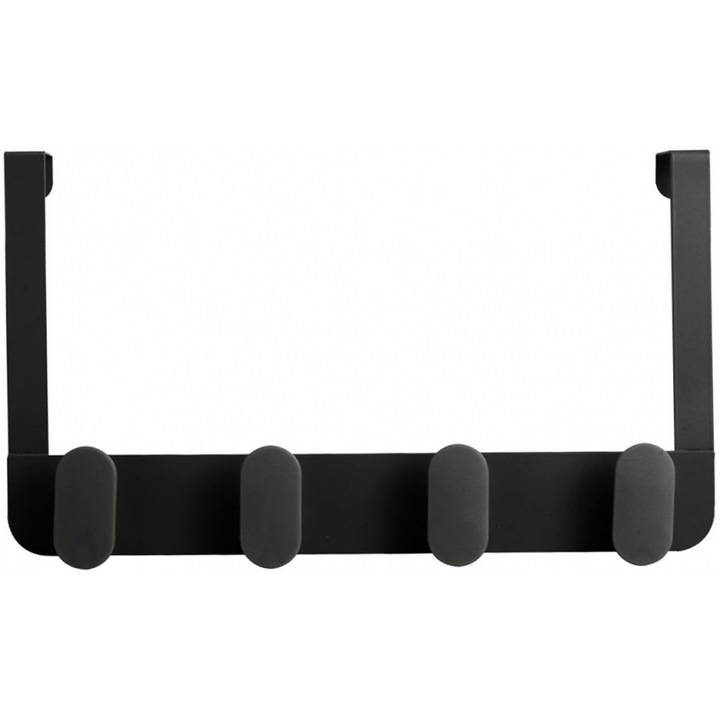 Cuier pentru usa Estia, metal, 4 agatatori, negru