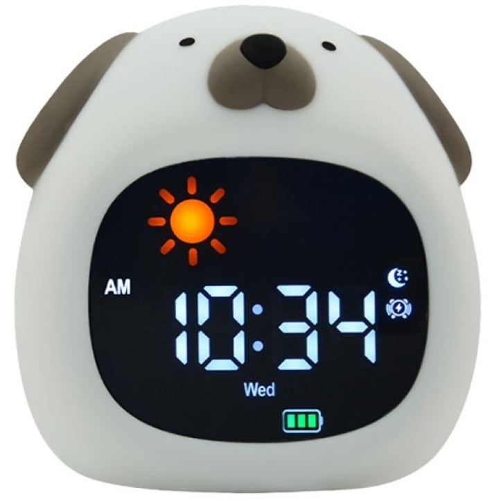 Ceas digital KIDDOBOO, forma catelus, alb/maro