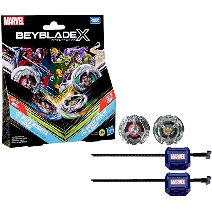 Titirez cu lansator, Hasbro, model Marvel, 2 bucati