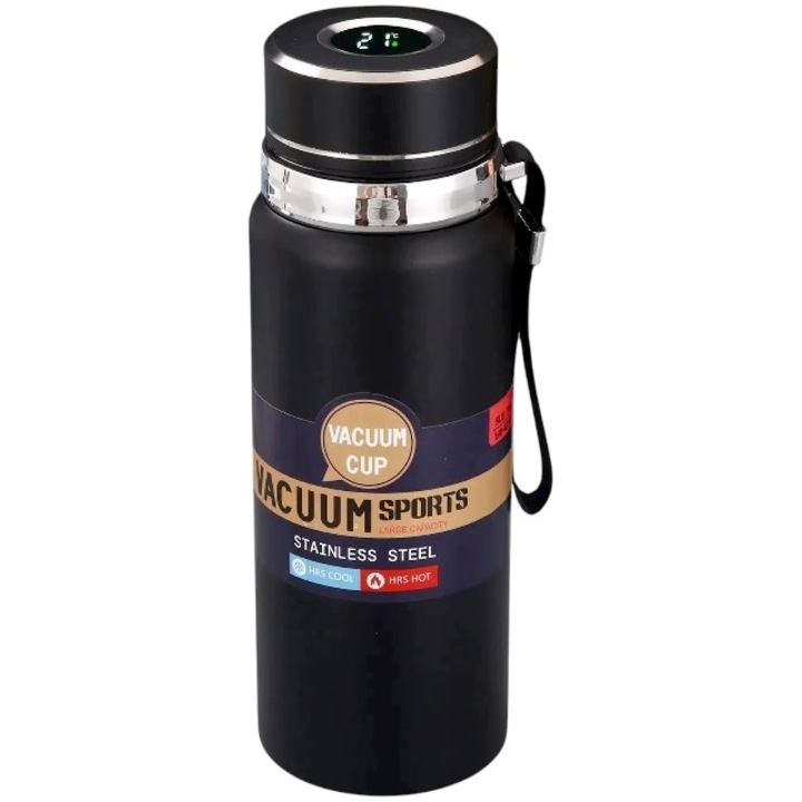 Termos Tradesor 800ml, cu termometru, negru