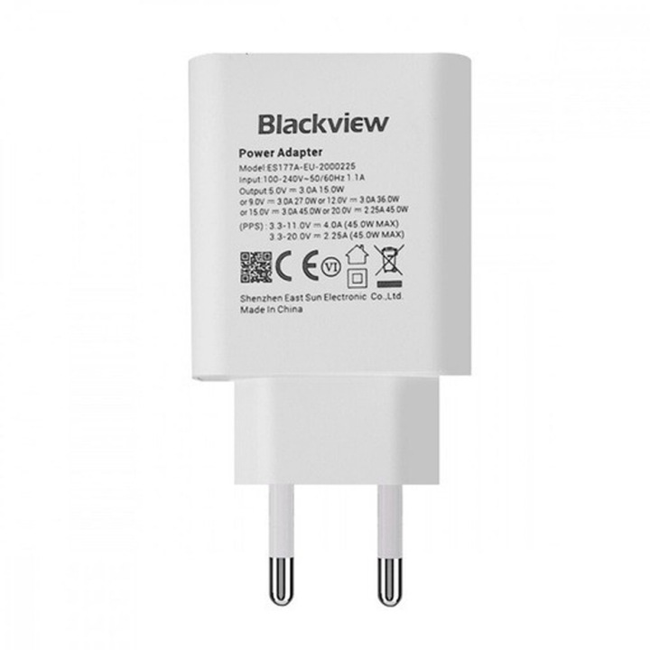 Incarcator telefon BLACKVIEW, tip C, 45W, alb