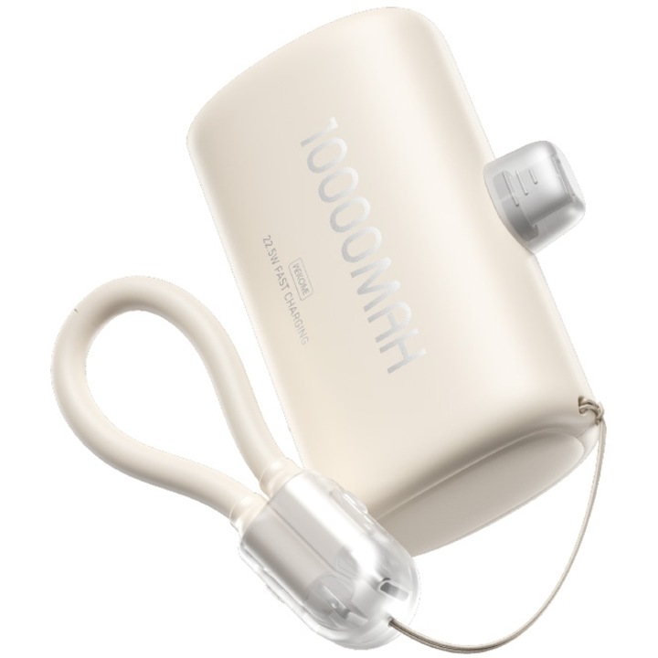 Power Bank 10000mAh, WK, PD 22,5W, USB-C/Lightning, bej