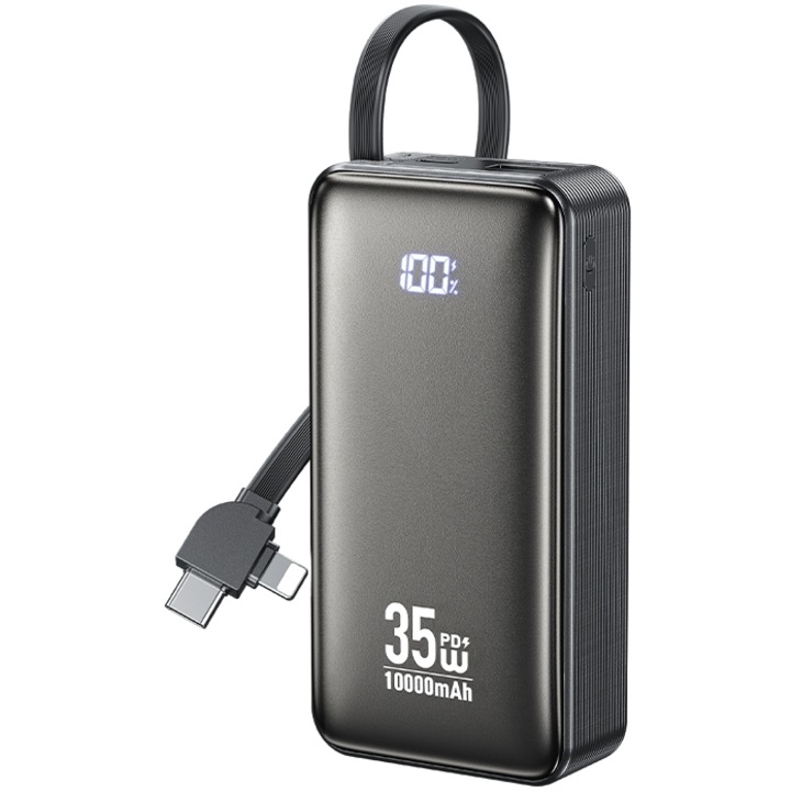 Power Bank, WK, 10000mAh, PD 35W USB-C/Lightning, negru