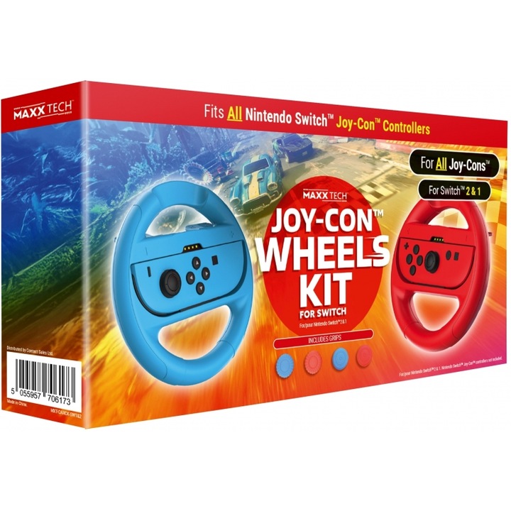 Set Accesorii Maxx Tech Joy-Con pentru Nintendo Switch, 2 roti si manere
